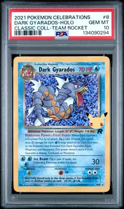 2021 POKEMON CELEBRATIONS CLASSIC COLLECTION #8 DARK GYARADOS-HOLO PSA 10 - Image 1