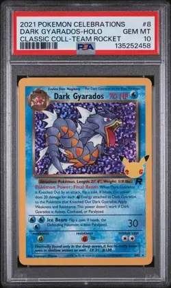 2021 Pokemon Celebrations Dark Gyarados #8 Holo Classic Collection PSA 10 GEM - Image 1