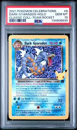 2021 POKEMON CELEBRATIONS CLASSIC COLLECTION #8 DARK GYARADOS-HOLO PSA 10 - Image 1