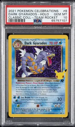 2021 POKEMON CELEBRATIONS CLASSIC COLLECTION #8 DARK GYARADOS-HOLO PSA 10 - Image 1