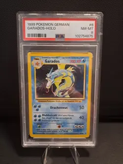 1999 Pokemon Garados 6/102 Holo Base Set German PSA 8 - Image 1
