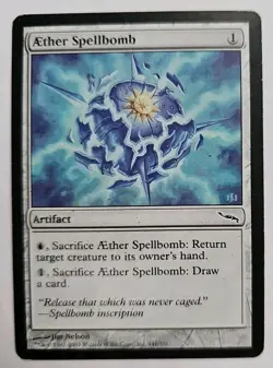 MTG Magic The Gathering Card AEther Spellbomb Artifact Aether Mirrodin - Image 1