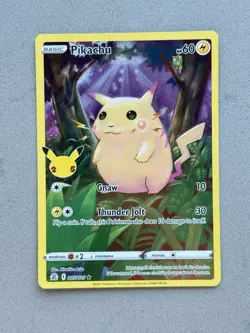 Pikachu 5/25 Pokemon Celebrations 25th Anniversary Illustration Full Art Card - Image 1