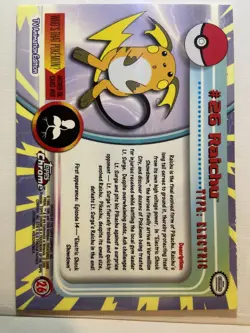 Topps Chrome 2000 Holo Pokemon Raichu #26 Pokemon Card - Image 2