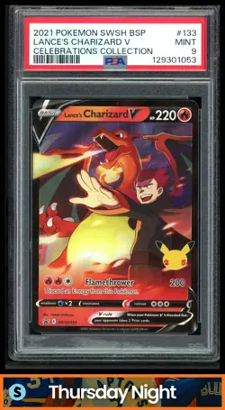 2019 POKEMON SWORD & SHIELD BLACK STAR PROMOS #SWSH133 LANCE'S CHARIZARD V PSA 9 - Image 1