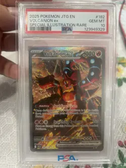 2025 Pokemon JTG EN Volcanion ex 182/159 Special Illustration Rare PSA 10 - Image 1