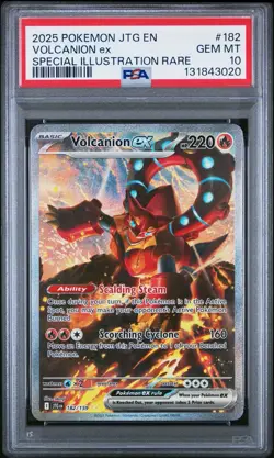 2025 Pokemon JTG EN Volcanion ex 182/159 Special Illustration Rare PSA 10 - Image 1