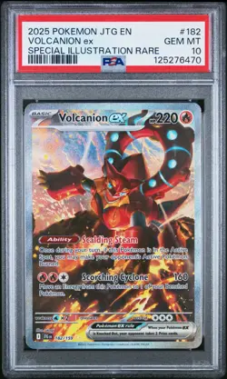 2025 Pokemon JTG EN Volcanion ex 182/159 Special Illustration Rare PSA 10 - Image 1