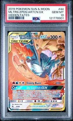 PSA 10 Moltres Zapdos Articuno GX 44/68 Ultra Rare Hidden Fates Pokemon TCG - Image 1