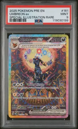 2025 POKEMON PRE EN-PRISMATIC EVOLUTIONS SIR #161 UMBREON EX PSA 9 - Image 1