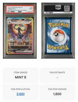 2025 POKEMON PRE EN-PRISMATIC EVOLUTIONS #161 UMBREON EX PSA 9 - Image 3