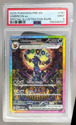 8707 Umbreon ex 2025 Pokemon SV Prismatic Evolutions - PRE EN #161 SIR PSA 9 - Image 1