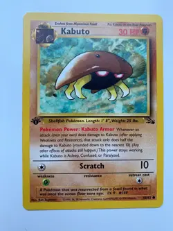 1st Edition Kabuto 50/62 - Fossil WOTC 1999 - Pokemon TCG Card LP+ - Image 1