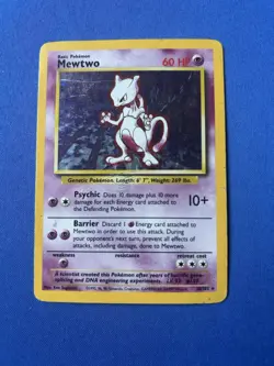 Pokemon TCG Mewtwo Base Set Holo Unlimited Rare Card 10/102 LP Pokemon - Image 1