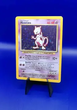 Mewtwo 10/102 Base Set Holo Rare Pokemon Card Nintendo Pokemon TCG WOTC 1999 MP - Image 3