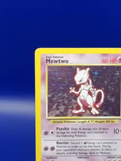 Mewtwo 10/102 Base Set Holo Rare Pokemon Card Nintendo Pokemon TCG WOTC 1999 MP - Image 4
