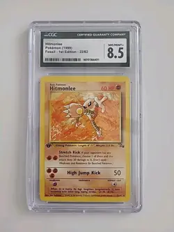 CGC 8.5 NM/MINT+ Hitmonlee Fossil 1st Edition Rare Pokemon Card 1999 22/62 Tcg - Image 1