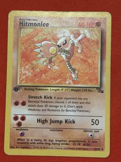 Hitmonlee Pokemon Card Non-Holo 22/62 Fossil Set Rare 1st First Edition LP - Image 1