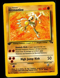 Hitmonlee 22/62 Fossil 1st Edition Non-Holo Rare Pokemon Card NM- - Image 1