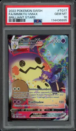 2022 Pokemon Brilliant Stars Mimikyu Vmax TG17/TG30 PSA 10 Gem Mint Full Art - Image 1