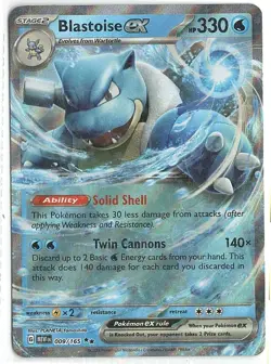 Blastoise ex 9/165 Scarlet & Violet 151 Double Rare Holo Pokemon Card TCG Single - Image 3