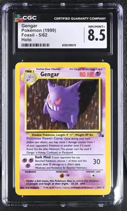 CGC 8.5 Gengar 1999 Fossil 5/62 Holo Pokemon Card - Image 1