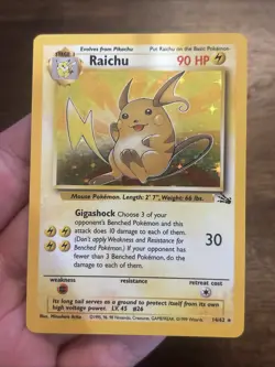 Pokemon Card TCG Raichu 14/62 Holo Rare Fossil WOTC Foil Old School Vintage Gas - Image 1