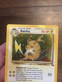 Pokemon Card TCG Raichu 14/62 Holo Rare Fossil WOTC Foil Old School Vintage Gas - Image 2