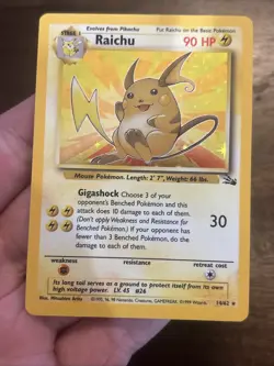 Pokemon Card TCG Raichu 14/62 Holo Rare Fossil WOTC Foil Old School Vintage Gas - Image 3