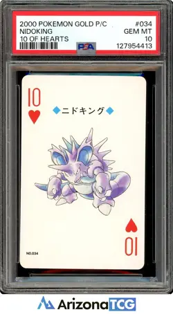 Pokemon 2000 Nidoking 034 10 Of Hearts Gold Playing Card Japanese GEM MT PSA 10 - Image 1