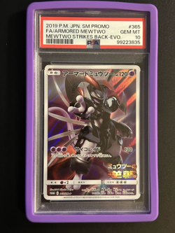 PSA 10 Pokemon Card Armored Mewtwo 365/SM-P Holo Japanese Strikes Back Promo - Image 1