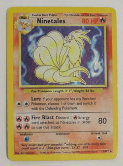 Pokemon TCG Ninetales Base Set 12/102 Holo Unlimited Holo Rare MP Card - Image 1