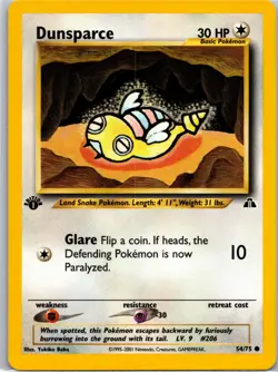 Dunsparce Common Neo Discovery 1st Edition 54/75 Pokemon Card NM - Image 1