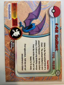 Pokemon #42 Golbat Card Foil Holo Topps Chrome 2000 TV Animation Series 1 - Image 2