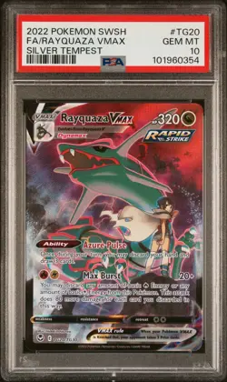 Pokemon Sword and Shield Silver Tempest Rayquaza Vmax #TG20 PSA 10 - Image 1