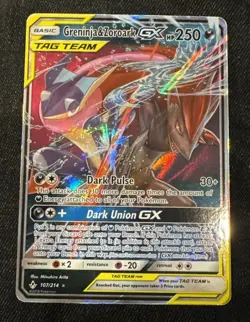 Pokemon TCG Greninja & Zoroark GX Holo Ultra Rare Card Unbroken Bonds 107/214 - Image 1