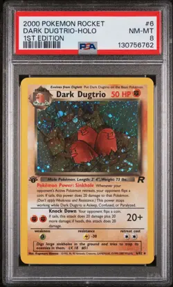2000 POKEMON ROCKET 1ST EDITION #6 DARK DUGTRIO-HOLO PSA 8 - Image 1