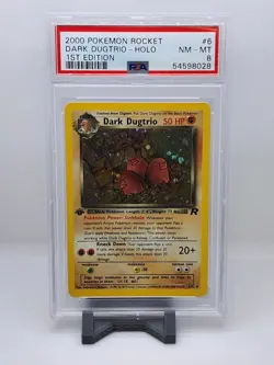 2000 POKEMON TEAM ROCKET FIRST EDITION #6/82 DARK DUGTRIO HOLO PSA 8 - Image 1