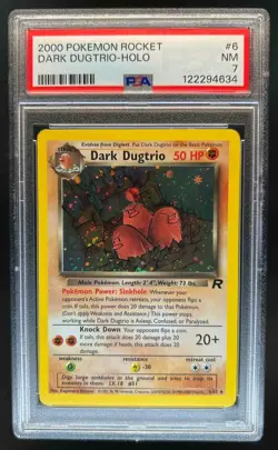 2000 Pokemon Team Rocket Dark Dugtrio Holo Rare #6/82 PSA 7 - Image 1