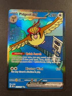 Pokemon TCG Pidgeot EX Obsidian Flames 225/197 NM Special Illustration Rare SIR - Image 1