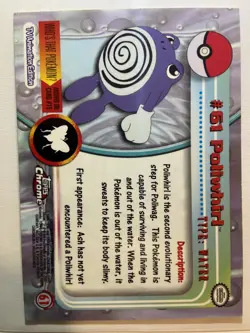 Pokemon Topps Chrome 2000 Pokemon Series 1 #61 Poliwhirl - Image 2