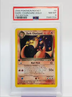 DARK CHARIZARD 2000 POKEMON ROCKET 1ST EDITION HOLO 4/82 PSA 8 Q0907 - Image 1