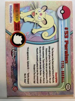 2000 Topps Chrome Pokemon Series 1 Persian #53 Holo Foil - Image 2