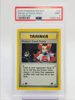 SNEAK ATTACK 2000 POKEMON ROCKET 1ST EDITION HOLO 16/82 PSA 9 Q0907 - Image 1