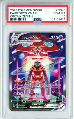 PSA GEM MT 10 Pokemon Deoxys VMAX GG45/GG70 Crown Zenith: Galarian Gallery Holo - Image 1