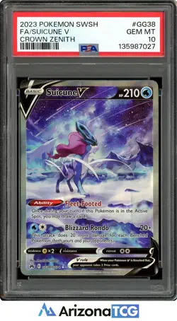 Pokemon 2023 Suicune V GG38/GG70 Full Art Crown Zenith GEM MINT PSA 10 - Image 1
