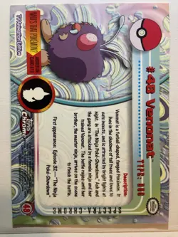2000 Topps Chrome Spectra Pokemon #48 Venonat TV Animation Edition Holo - Image 2