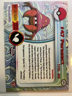 Pokemon 2000 Topps Chrome TV Animation Edition Series 1 Parasect #47 - Image 2