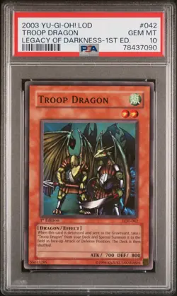 Yugioh Troop Dragon LOD-042 1st Edition PSA 10 - Image 1