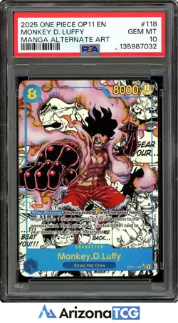 One Piece 2025 Monkey D. Luffy OP11-118 Manga Alternate Art SR GEM MINT PSA 10 - Image 1